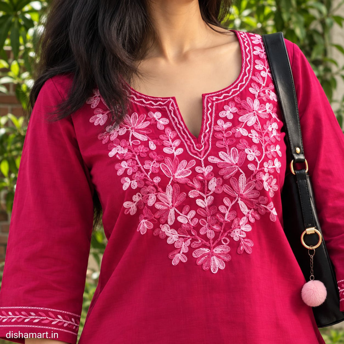Pink Floral Short Kurti