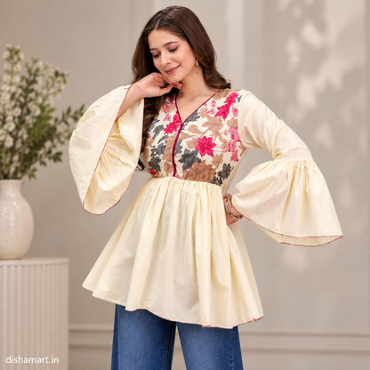White Peplum Kurti