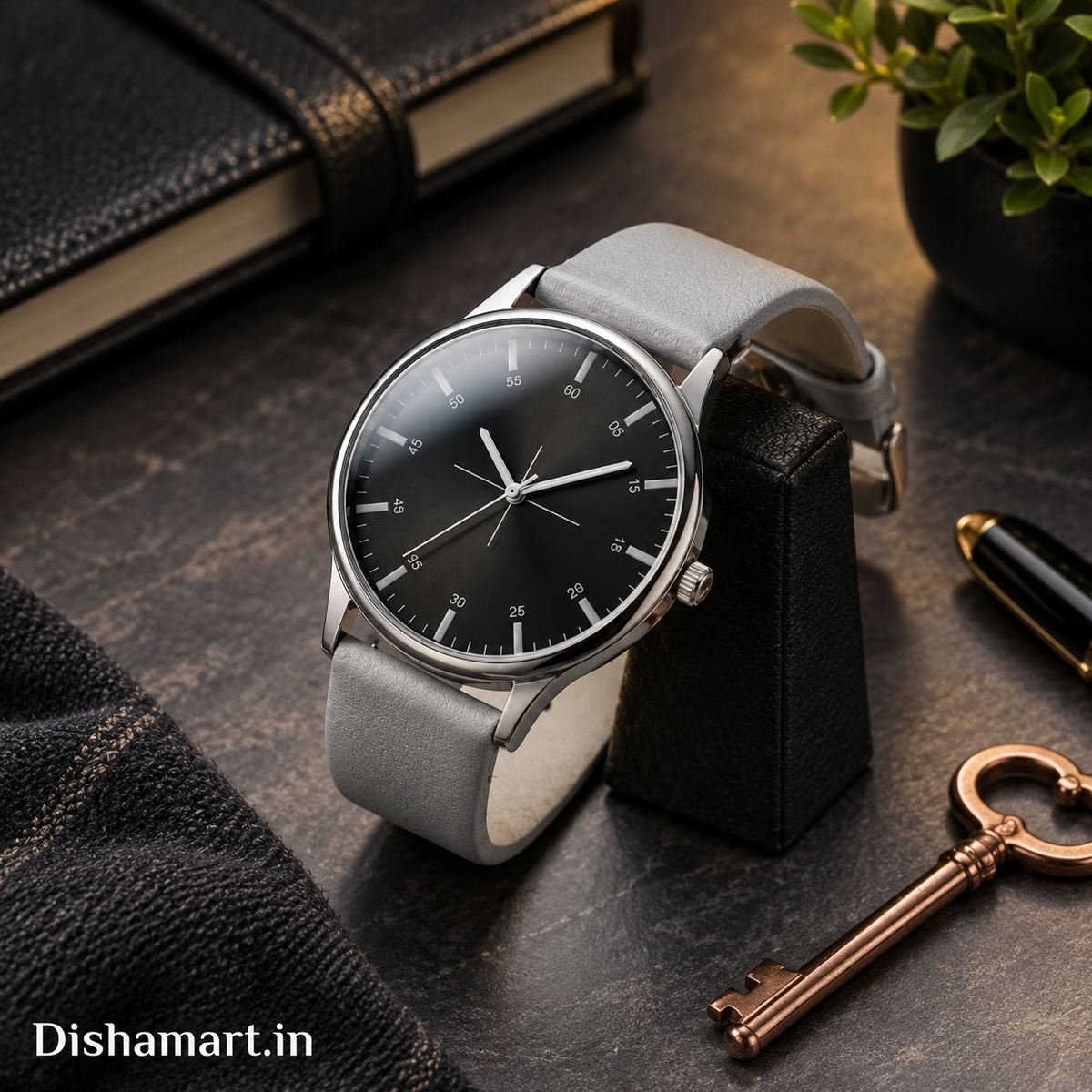 Gray Minimalist Analog Watch